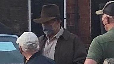 Handout photo issued by North Yorkshire County Council of Harrison Ford spotted on location in Grosmont village, North Yorkshire. Issue date: Wednesday June 9, 2021.